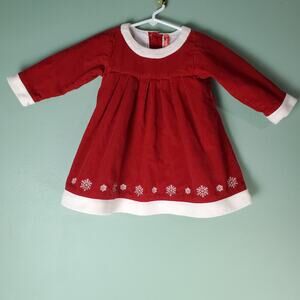 Hanna Andersson Toddler Girl Red Corduroy Embroidered Snowflake Dress Size 80